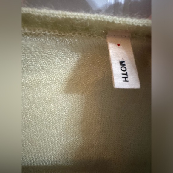 Moth Anthropologie Green Mohair/Wool Blend Cardigan w/ Jewel Flower Buttons - Picture 4 of 7